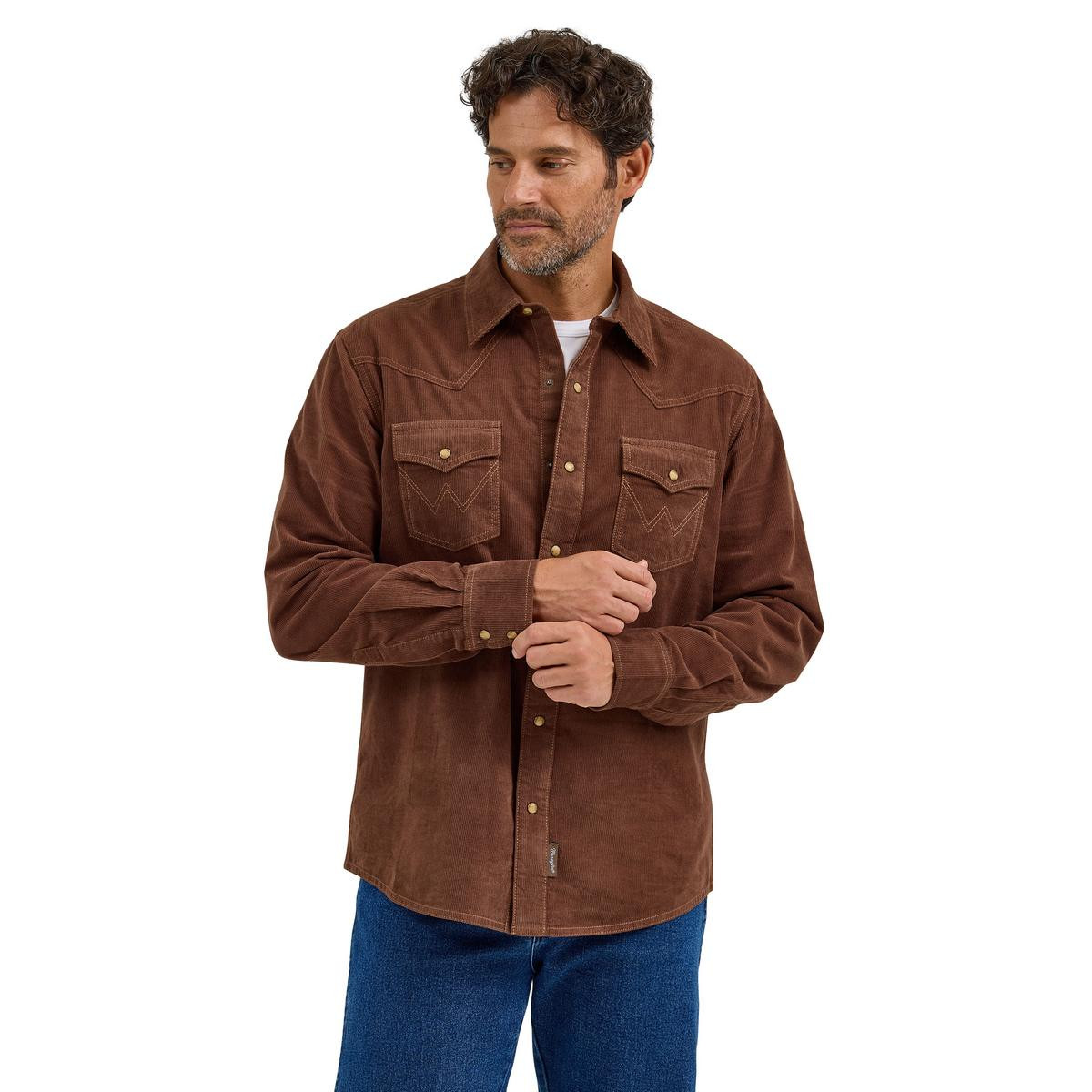 Wrangler Men's Retro Premium Cordouroy Shirt, Brown Corduroy, XL Wrangler Men's Retro Premium Cordouroy Shirt, Brown Corduroy, XL