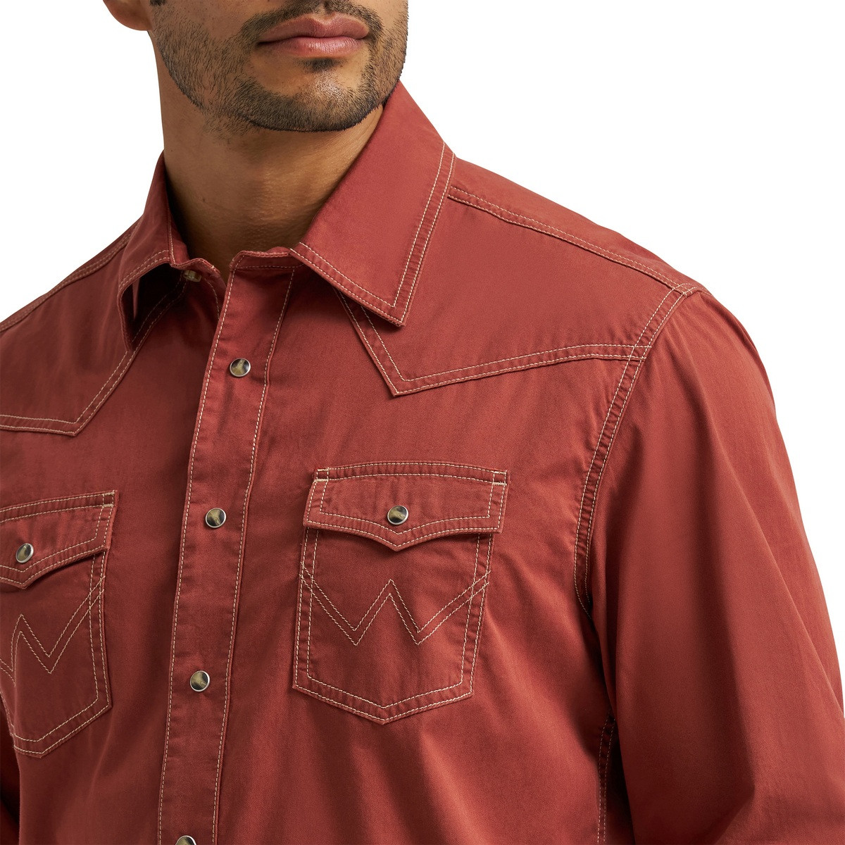 Men's Wrangler Retro Premium Clay Red Snap Shirt
