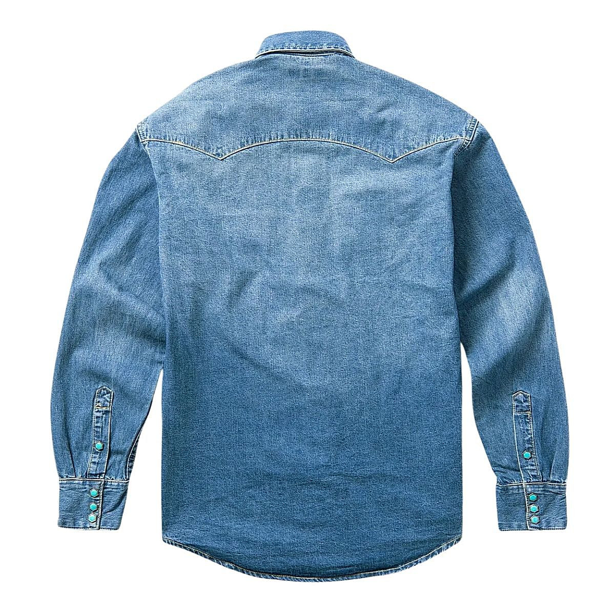 Men's Stetson Turquoise Snap Western Denim Shirt