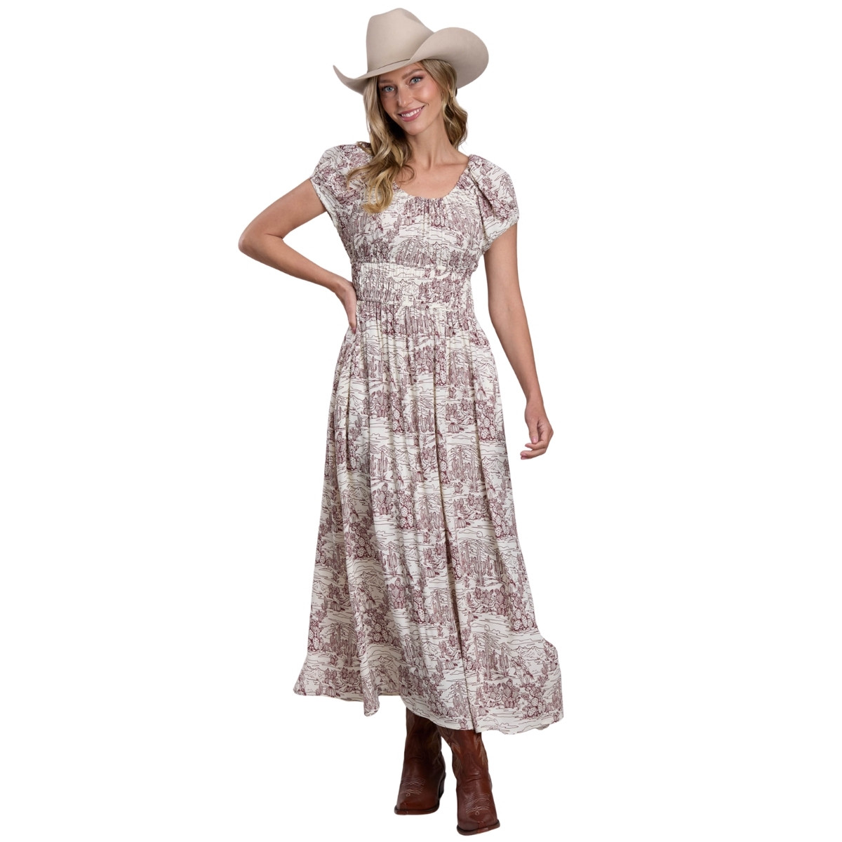 cactus print maxi dress Stetson Desert Toile Print Women's Dress 11-057-0590-3004 S