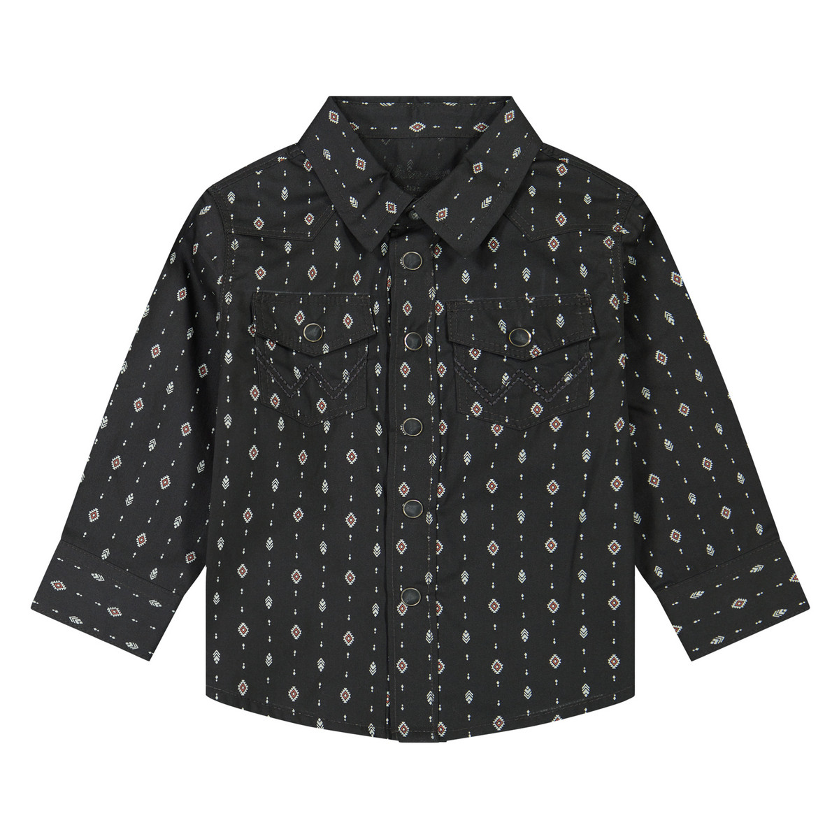 Baby Wrangler Black Print LS Snap Shirt