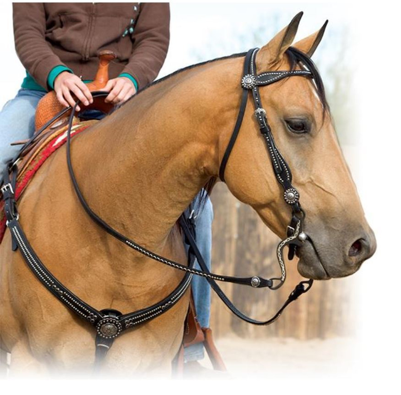 Weaver Back in Black Headstall Western Tack