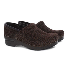 Dansko Professional Suede Clog Mini Leopard pair