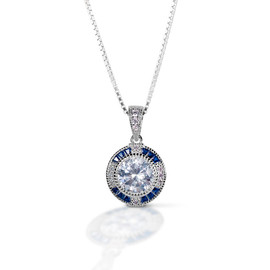 Kelly Herd Blue Spinel Halo Pendant