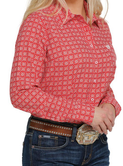 Cinch Ladies ArenaFlex Shirt Long Sleeve red side