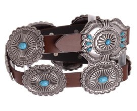Kamberley Turquoise Concho Leather Belt brown