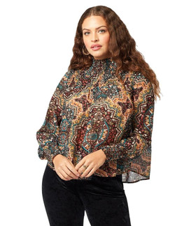 Wrangler Smocked Print Blouse front