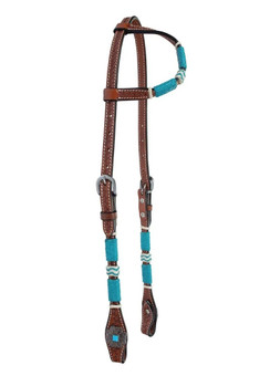 Circle Y Turquoise Round Up One Ear Headstall