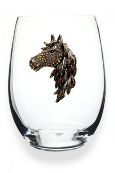 The Queens'Jewels Stemless Wine Glass HORSE HEAD