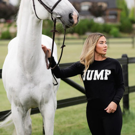 TKEQ Black & White JUMP Crew Sweater