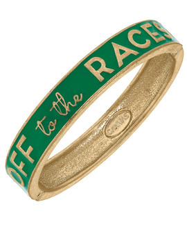 Off To The Races Enamel Hinge Bangle GREEN