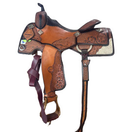 Used Jeff Smith's Saddles Cowhorse Western Saddle left side