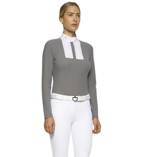 Cavalleria Toscana Poplin Bib Competition LS Polo Grey side