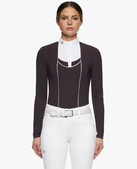 Cavalleria Toscana Tech Pique Show Polo Long Sleeve front