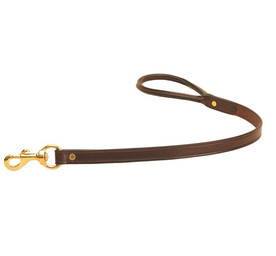 Tory Leather 2' Flat Creased Rolled Handle Leash HAVANA