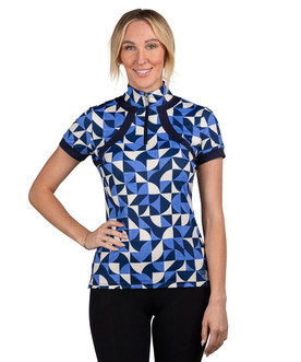 Kastel Denmark Navy Geo Cap Sleeve Shirt FRONT