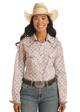 Panhandle RS Maroon Bandana Print Snap Shirt
