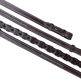 Red Barn Round Raised Fancy Stitch Laced Reins