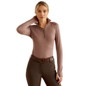 Ariat Cheviot Zip Wool Baselayer TWILIGHT MAUVE FRONT