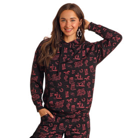 R&R Denim Cowgirl Print Hoodie FRONT
