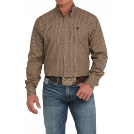 Men's Cinch Classic Fit Brown Print Shirt FRONT