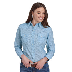 Roper Blue Micro Print Snap Shirt FRONT