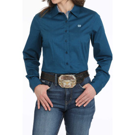 Cinch Blue Opal Print Stretch LS Shirt FRONT