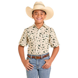 Boys Panhandle Tan Print SS Shirt
