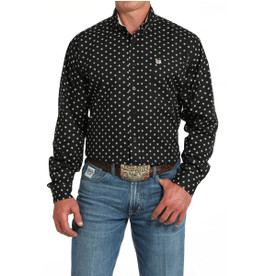 Men's Cinch Classic Stretch Black Print Shirt FRONT