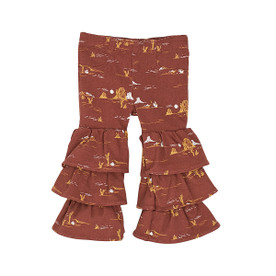 Baby Wrangler Print Tiered Flare Jeans RUST FRONT