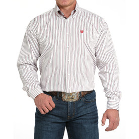 Men's Cinch Tencel White Stripe LS Shirt
