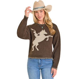 Rock & Roll Denim Horse Rider Crop Sweater