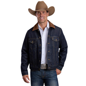 Stetson Suede Collar Raw Denim Jacket FRONT