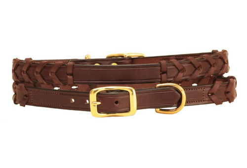 Tory Leather Laced Rein Dog Collar - Pet Collars