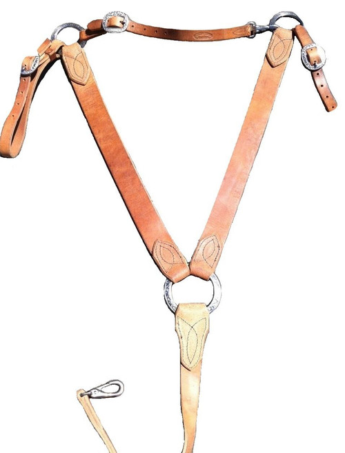 Buckaroo Leather Breast Collar with Engraved Rings