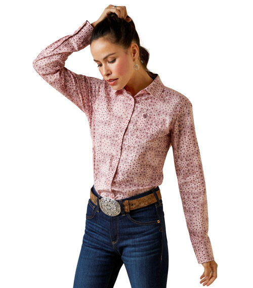 Ariat Kirby Stretch Shirt coral paisley front