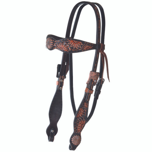Circle Y Sunflower Brow Headstall Walnut