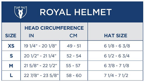 Horseback Riding Helmet Size Chart