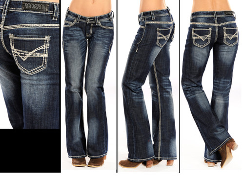 Rock & Roll Denim Horseshoe MR Bootcut Jeans- Ladies Jeans