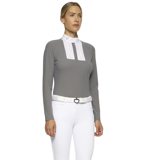 Cavalleria Toscana Poplin Bib Competition LS Polo Grey side