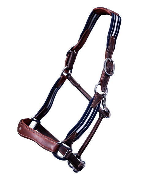 Antares Stressless Leather Halter malt brown with navy