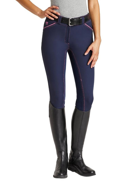 Piper Evolution Full Seat Breeches Navy/Berry front