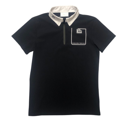 Cavalleria Toscana Boys Team Daytona Zip Polo navy front