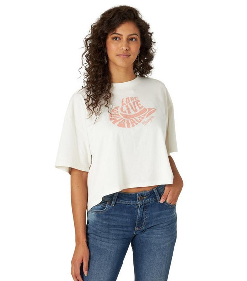 Wrangler Long Live Cowgirls Crop Tee front