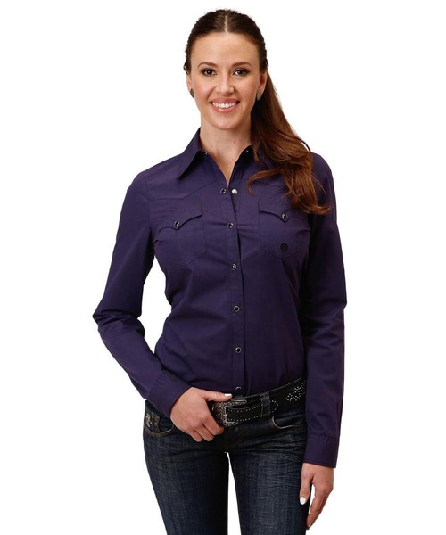 Ladies Roper Solid Snap Shirt front
