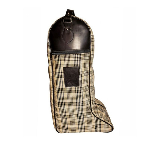 5/A Baker Riding Boot Bag tan plaid black leather
