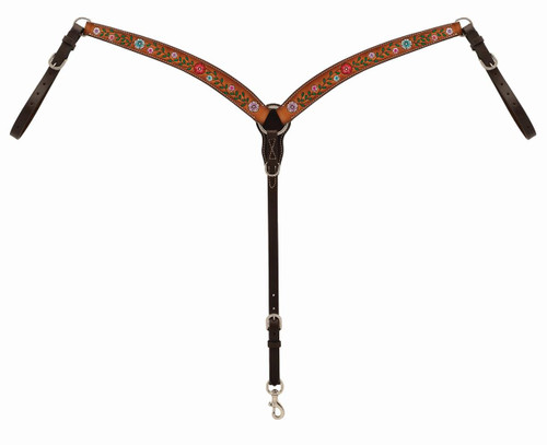 Turquoise Cross Floral Vine Contoured Breast Collar