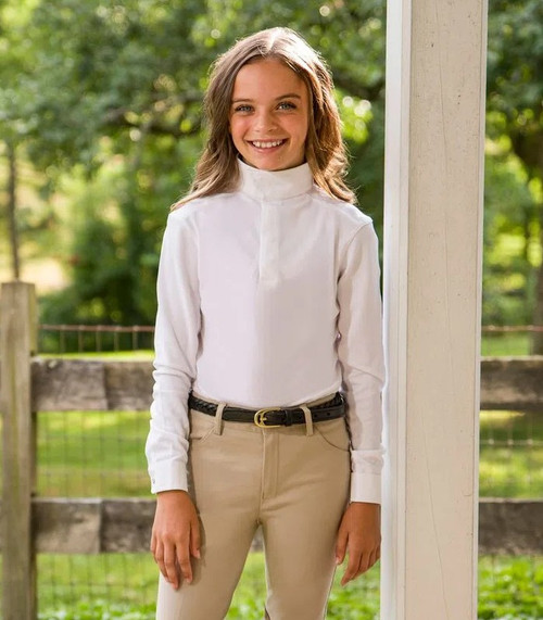 Kids Aubrion Equestrian Show Shirt Long Sleeve