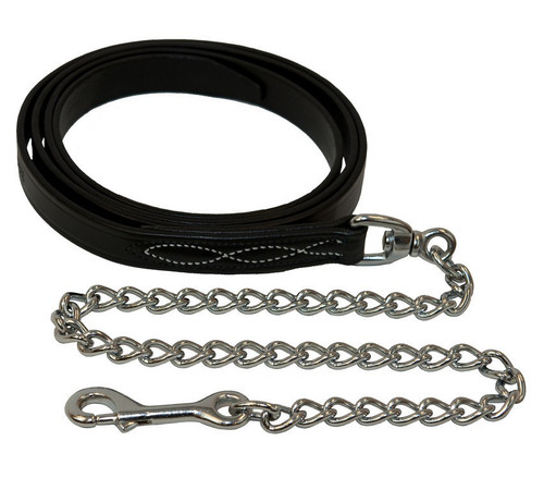 Walsh Fancy Stitch Leather Lead with 30" Chain