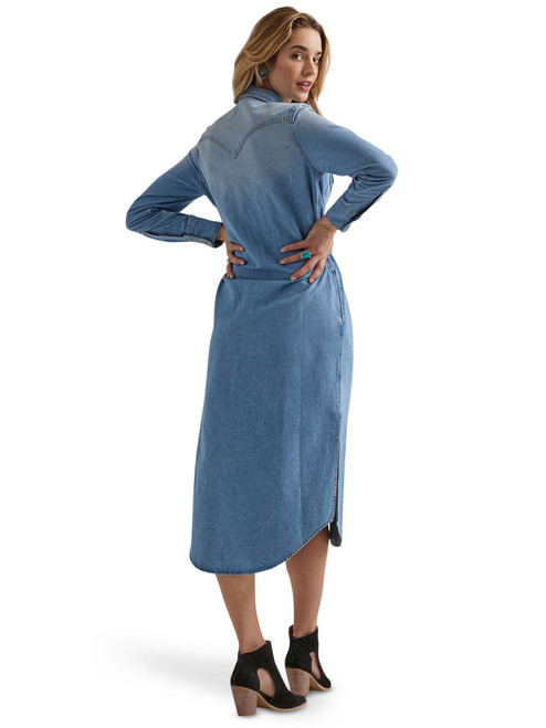 Denim Midi Shirtdress in Glissan Wash